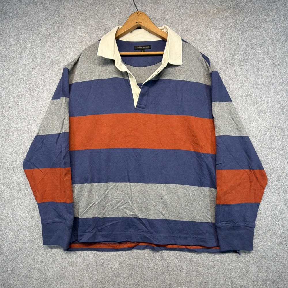 Vintage Banana Republic Rugby Shirt Mens XL Colorblock Striped